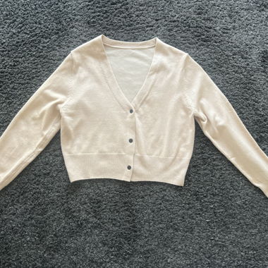 Cardigan in maglia corto beige, Taglia S