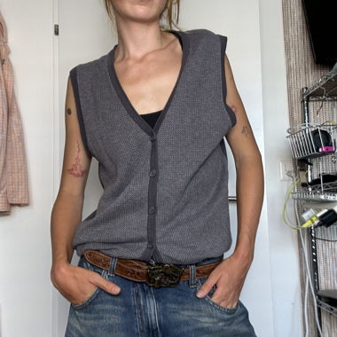 grey old school sweater vest