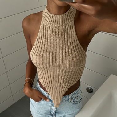 Strick Crop Top mit Neckholder 