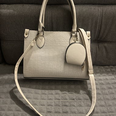 White handbag with croc embossing