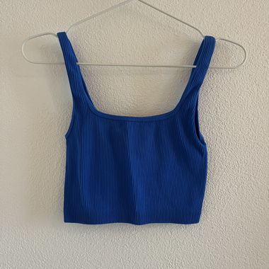Crop top costeato blu Zara
