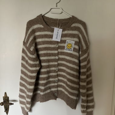Cardigan in maglia a righe marrone/crema