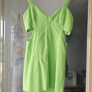 Short lime green dress with straps