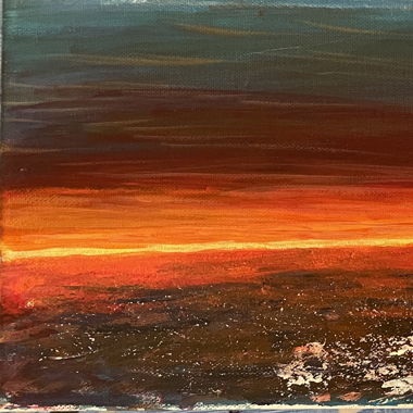 Art mural peinture couché de soleil 