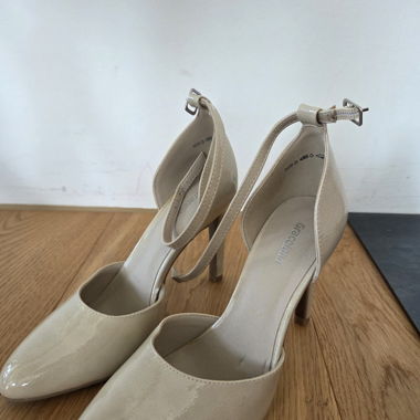 Beige Patent Pumps