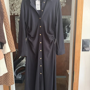 Mango Black Shirt Dress with Gold Buttons