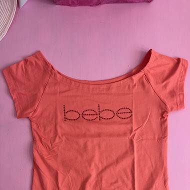 Cute Y2K off shoulder Bebe top