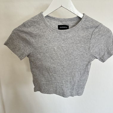 Grey Ribbed Crop Top