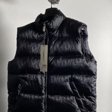 Dior Oblique Gilet Puffer Black Logo Hologram