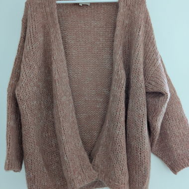 Cardigan en mohair rose