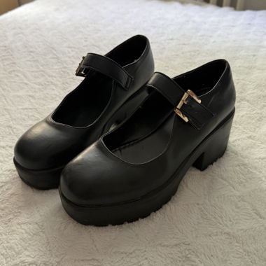 Scarpe Mary Jane nere con piattaforma 38