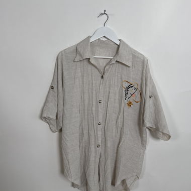 Beige besticktes Hemd