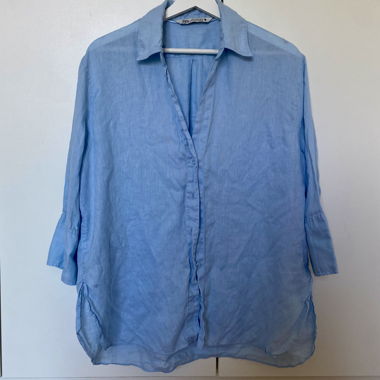 Chemise en lin bleu ciel 