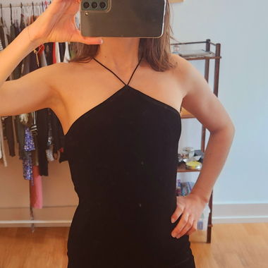 Black velvet mini dress 