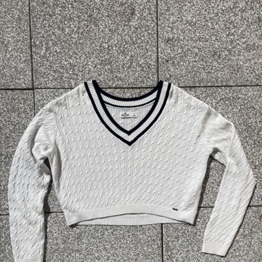 Strickpullover Hollister weiss/blau