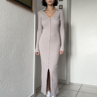 Langarm Kleid taupe H&M