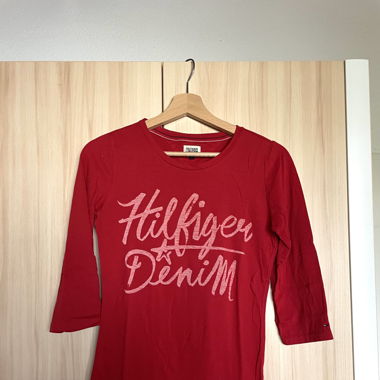 Hilfiger red mid-sleeve shirt 