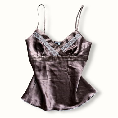 Top lingerie in raso marrone