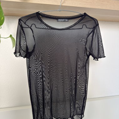 Black mesh sheer top