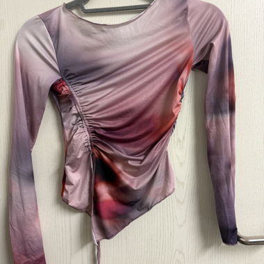Top a maniche lunghe sfumato rosa/pink