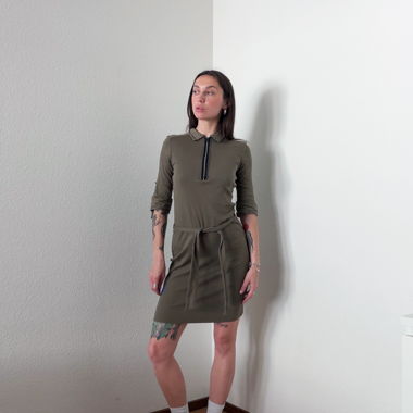 Abito polo zip Marc Cain verde oliva