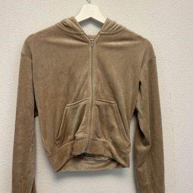 Hoodie à capuche beige zippé