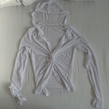 White mesh with hood