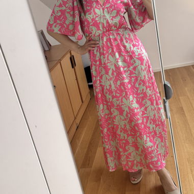 Pink floral midi dress
