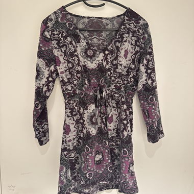 Purple and gray pattern shirt