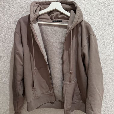 Brandy Melville lined zip hoodie beige