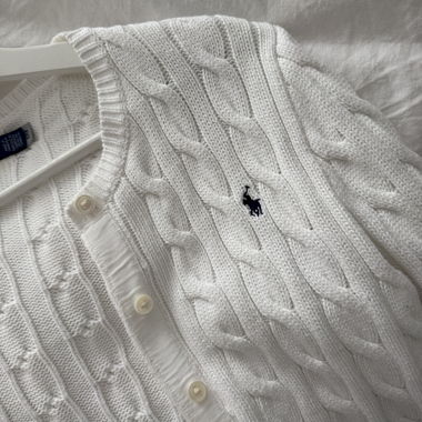 Polo Ralph Lauren cable-knit cardigan white