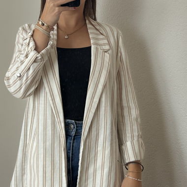 Blazer lungo color crema con righe