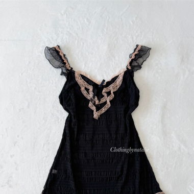 Stretchy Black Mesh Mini Dress (S/M)
