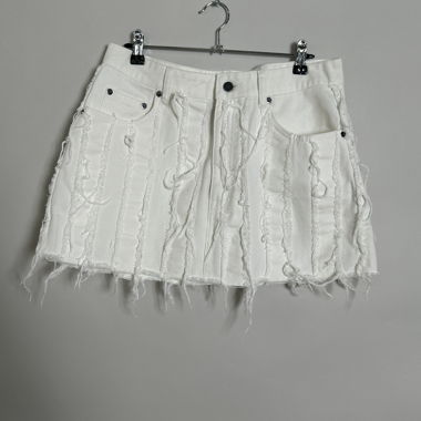 White denim mini skirt