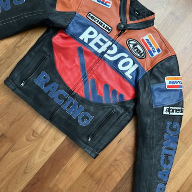 Veste en cuir moto Repsol Giacca Racing