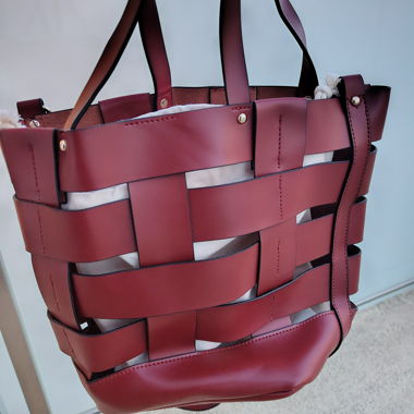 Borsa Tote Tappezzata Borgogna