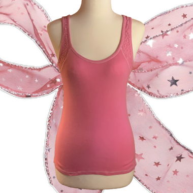 Canotta rosa con pizzo cute romantica
