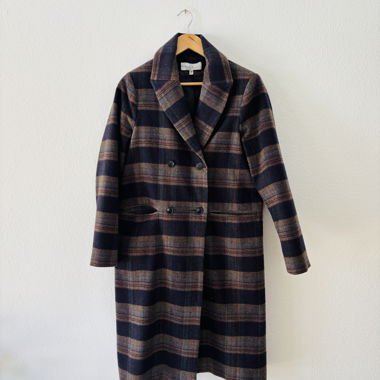 Manteau à carreaux marron/bleu