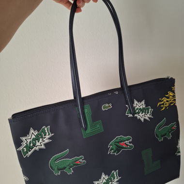 Borsa shopper Lacoste con stampa coccodrillo