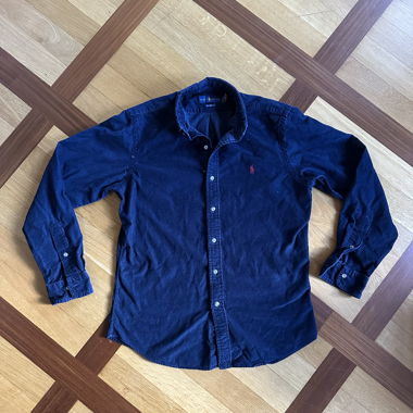 Camicia Ralph Lauren in velluto a coste blu navy