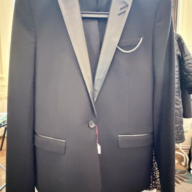 Black The Kooples Blazer with Leather Lapels