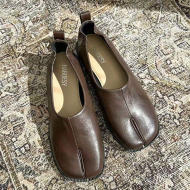 Brown Leather Tabi Loafers Raboesy