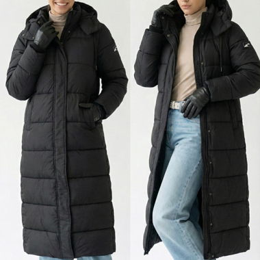 Superdry Black Ripstop Longline Puffer Jacket