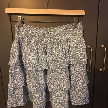 subdued Blue Floral Ruffle Skirt