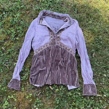 Lilac Velvet Top with Embroidery