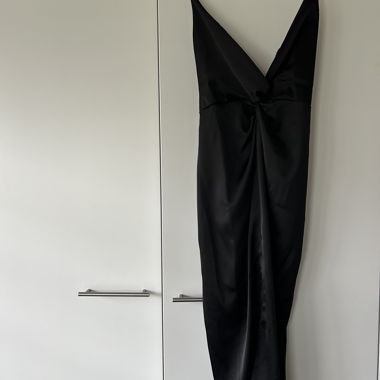 Long black satin dress