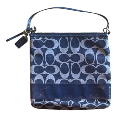 Coach Blauer Monogramm-Schulterbeutel
