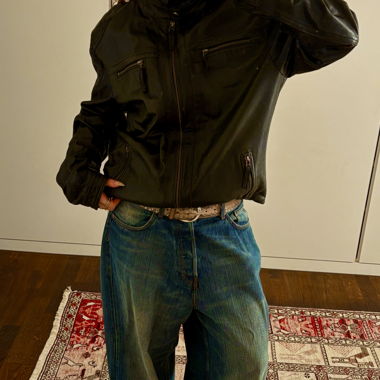 Giacca in pelle oversize nera