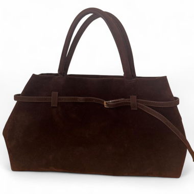 Vintage Brown suede leather tote bag 