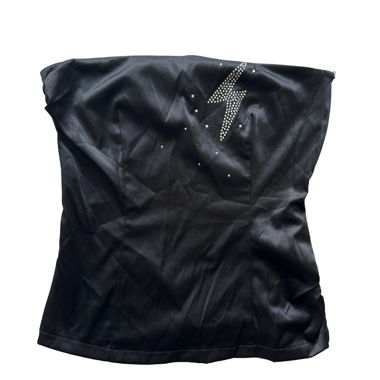 Vintage Y2K Party Glam Schwarzes Fishbone-Bustier M